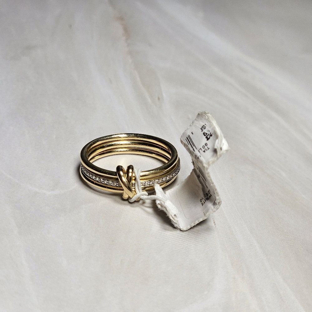 NWT Kendra Scott Tia 18k Gold Vermeil Band Ring White Sapphire Size 10 - Picture 6 of 7